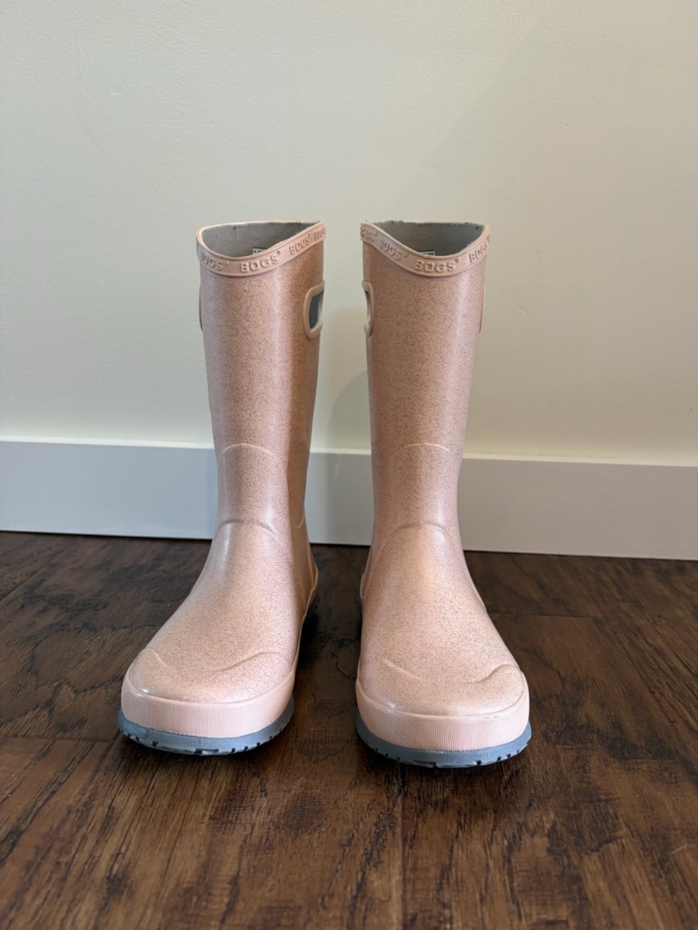 Bogs Girls Sparkle Rose Gold Tall Rain Boots